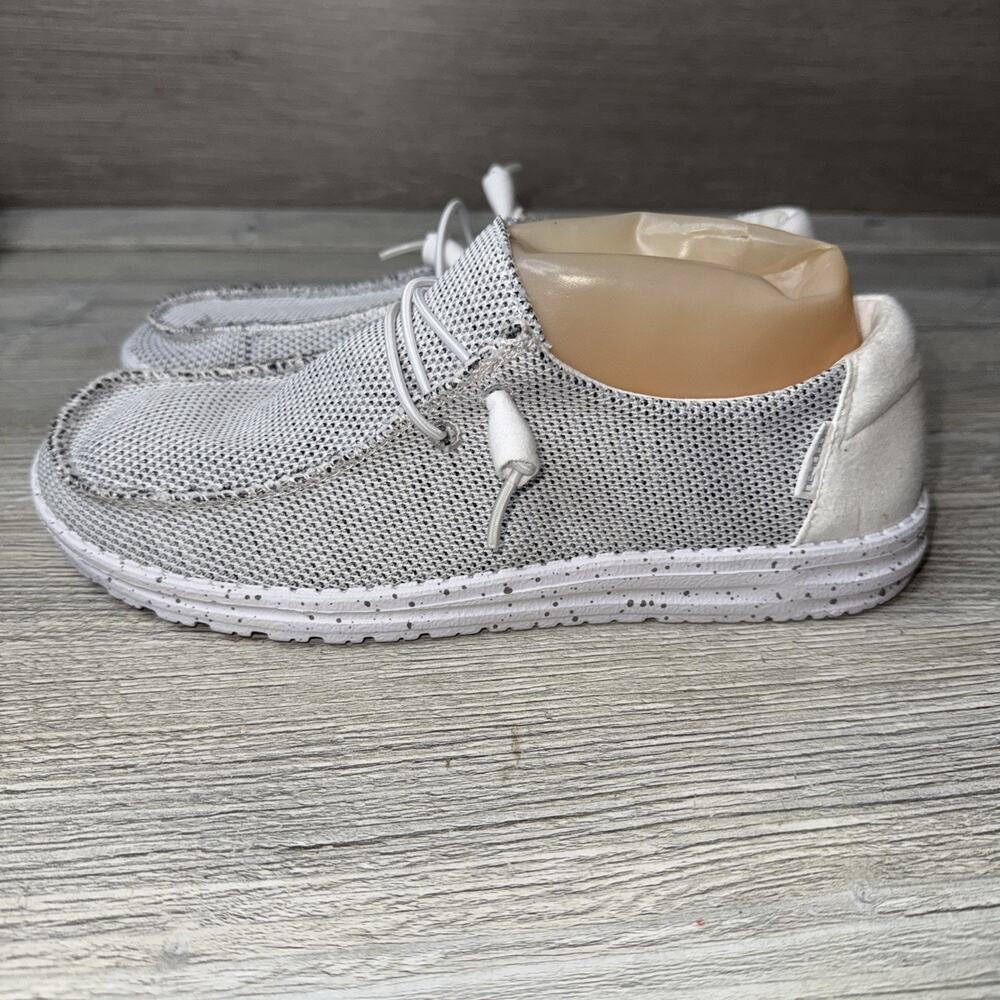 Hey Dude Wendy Sox Stone White Speckled Slip On Loafers Shoes Women's 9